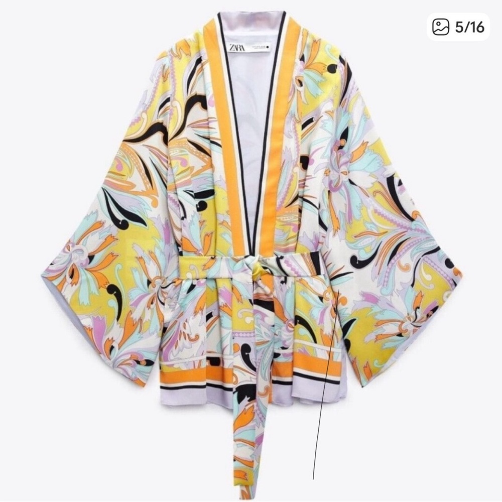 Zara Women's Colorful Patterned Kimono Robe - Picture 2 of 3